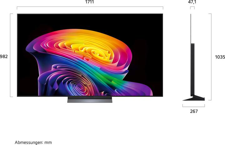 LG OLED evo AI C6 77-inch 4K Smart TV (OLED77C6ELB) - 77-inch model dimensions