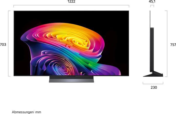LG OLED evo AI C6 55-inch 4K Smart TV (OLED55C6ELB) - 55-inch model dimensions