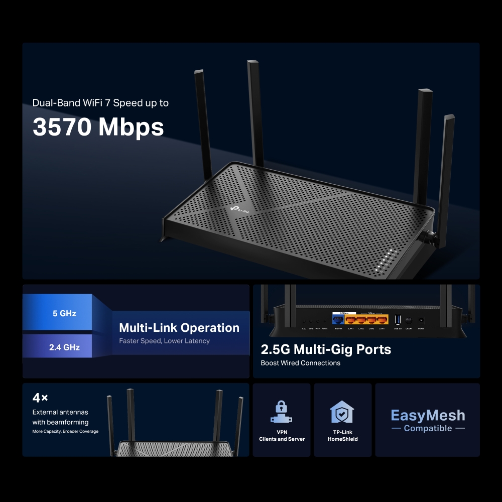 TP-Link Archer BE230 Wi-Fi 7 Router - Wi-Fi 7 feature illustration