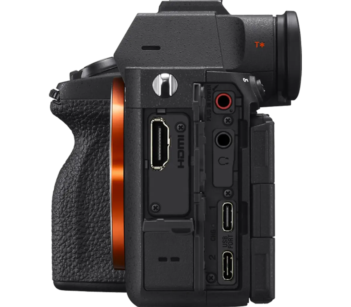 Sony Alpha 7 V – open connection ports