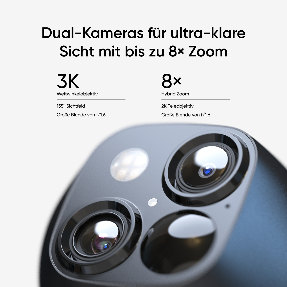 eufy SoloCam S340 (White) - dual-camera zoom illustration
