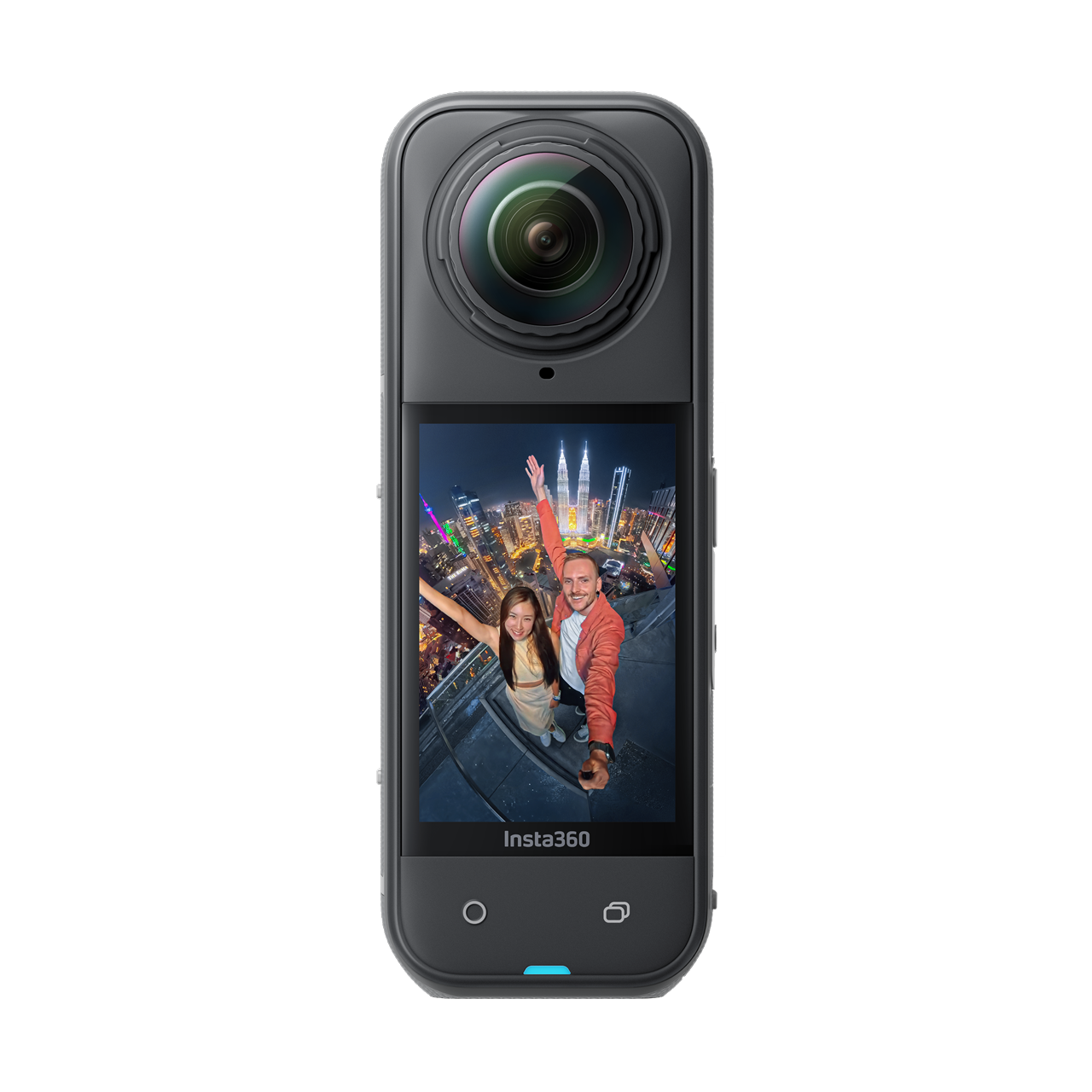 Insta360 X5 Midnight Black camera, front view