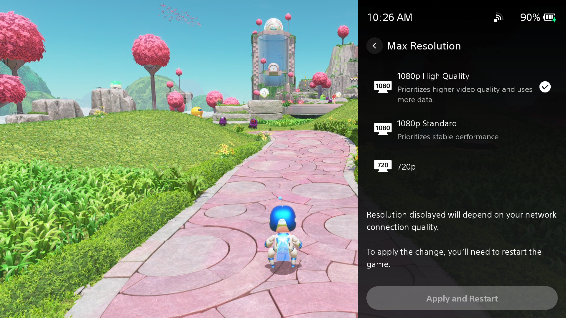 PlayStation Portal 1080p High Quality mode