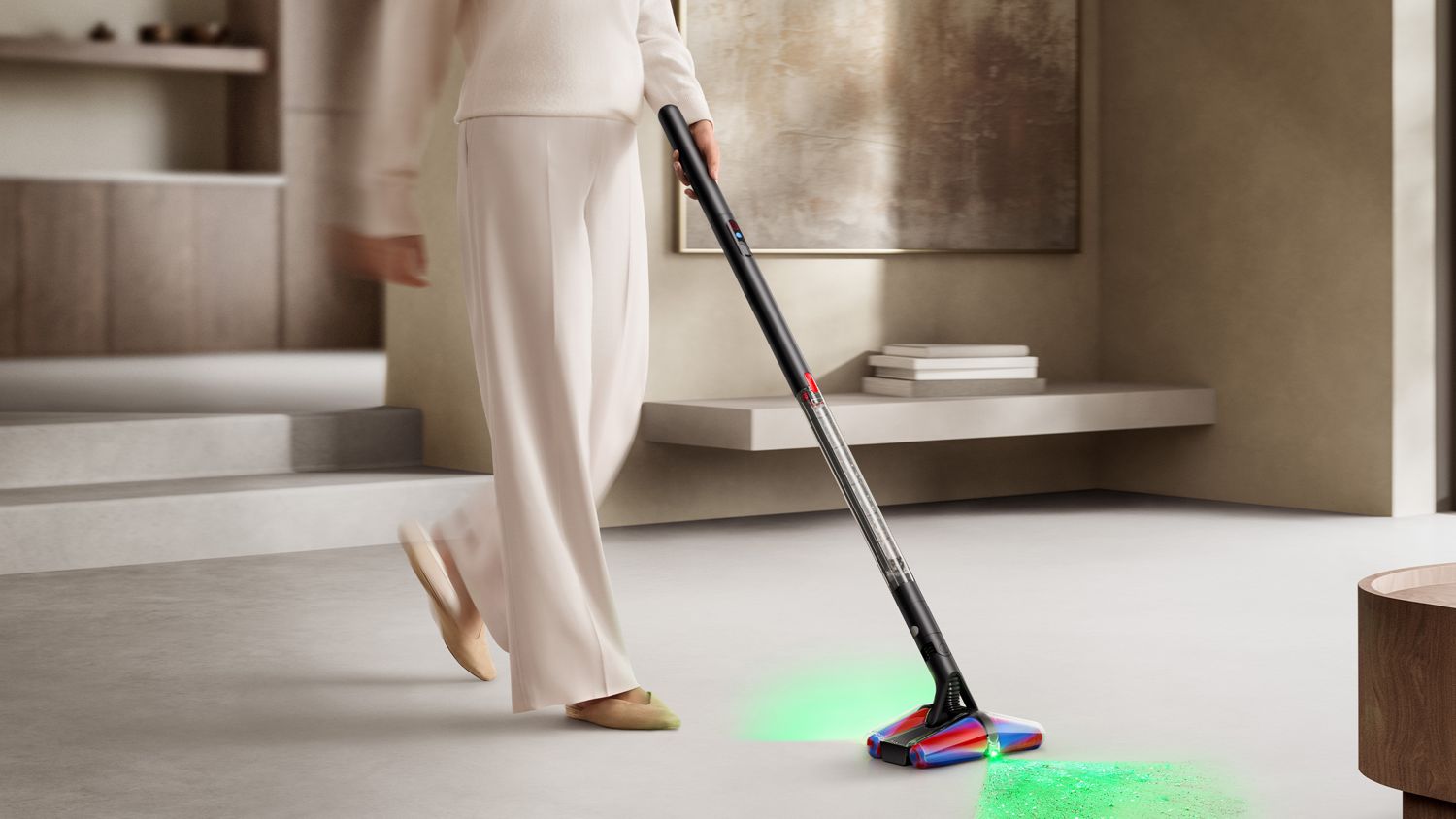 Dyson PencilVac Fluffycones — cleaning a hard floor