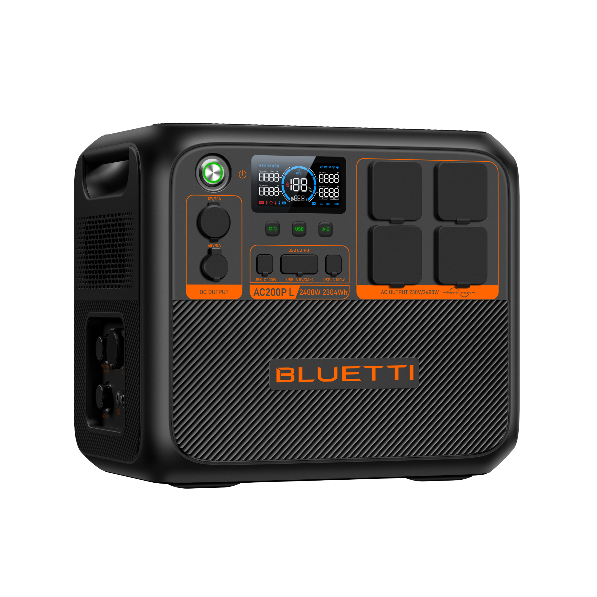 BLUETTI AC200PL Portable Power Station - opposite front angle