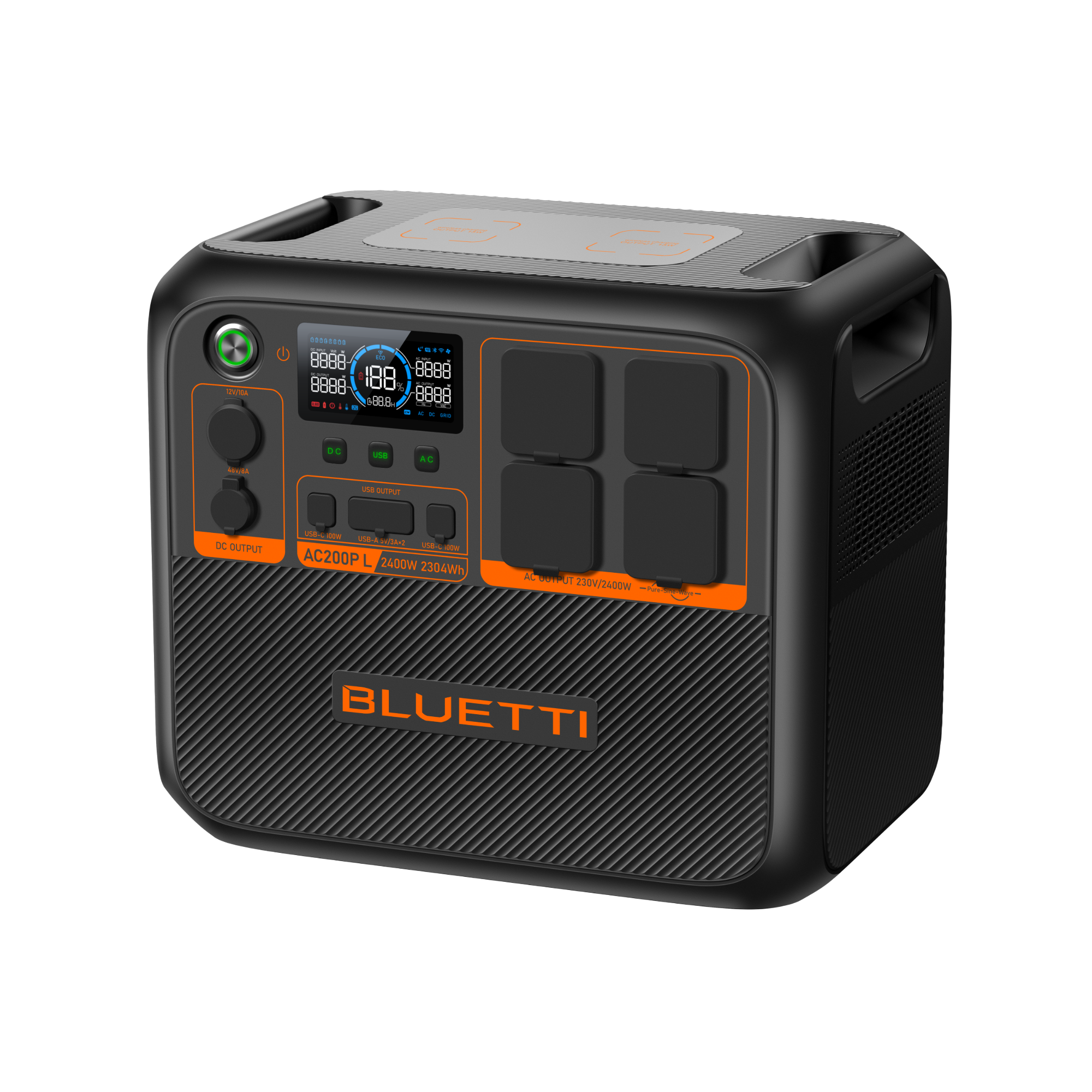 BLUETTI AC200PL Portable Power Station - raised handle and top