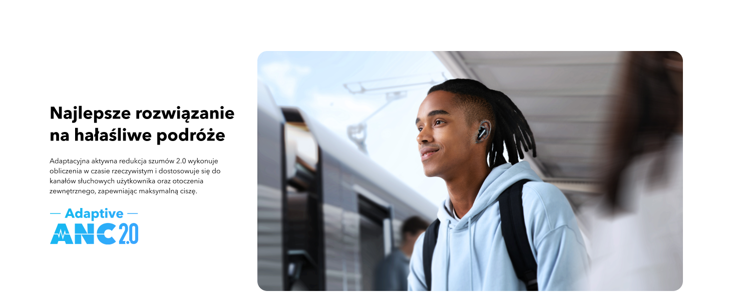 Anker Soundcore Liberty 4 NC earbuds demonstrating Adaptive ANC 2.0 in a travel setting