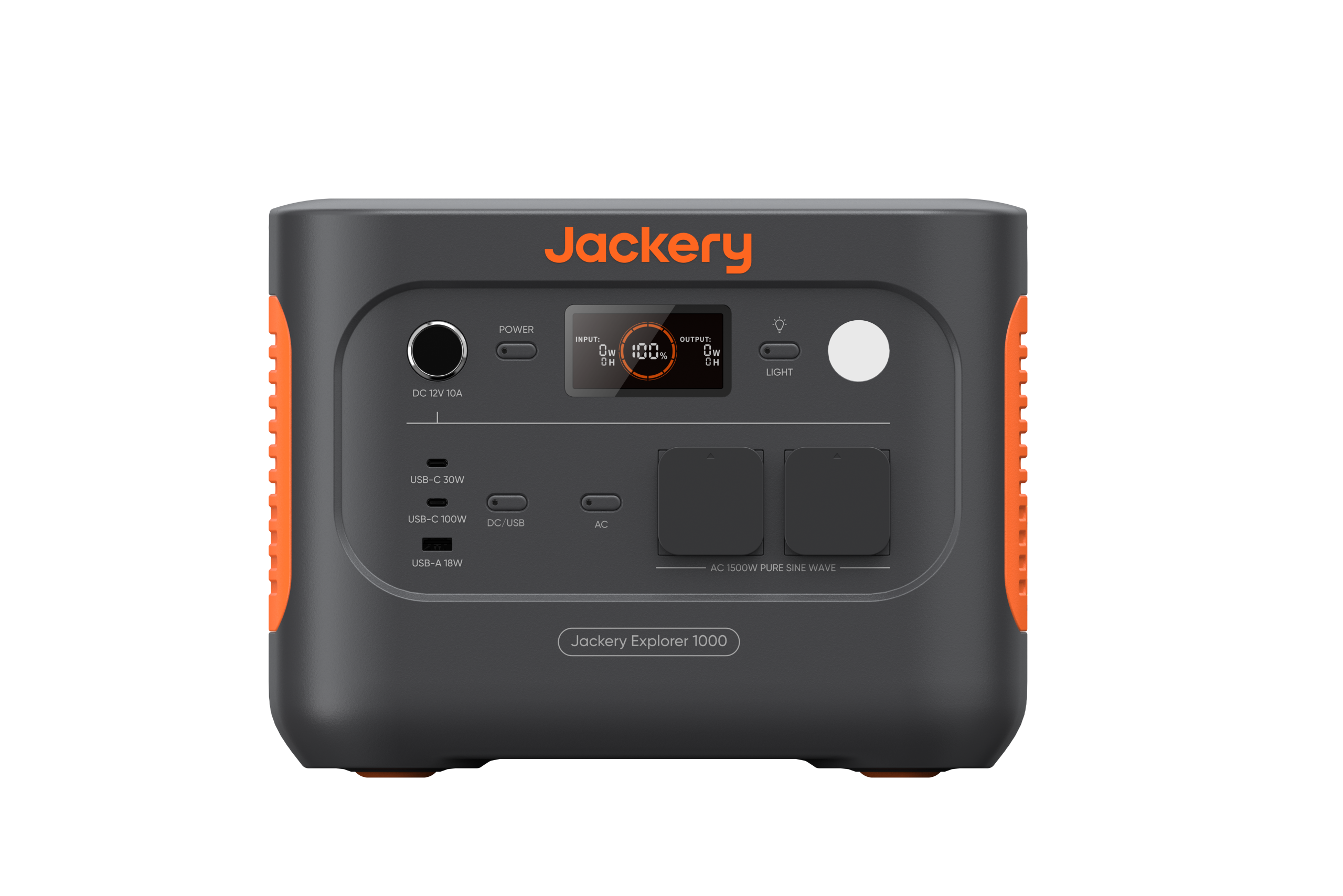 Jackery Explorer 1000 v2 Portable Power Station - front controls with handle folded
