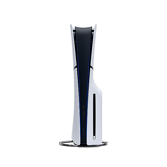 PlayStation 5 Disc Edition 1TB – white console, front view (vertical stand sold separately)