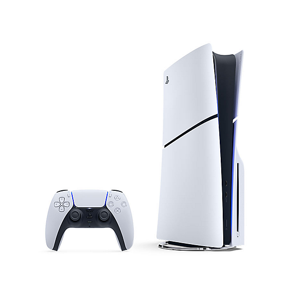 PlayStation 5 Disc Edition 1TB – white console with DualSense controller (vertical stand sold separately)