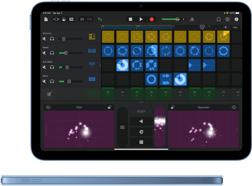 Apple iPad A16 — GarageBand and optional Smart Folio