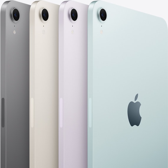 Apple iPad mini A17 Pro — rear views in four available finishes
