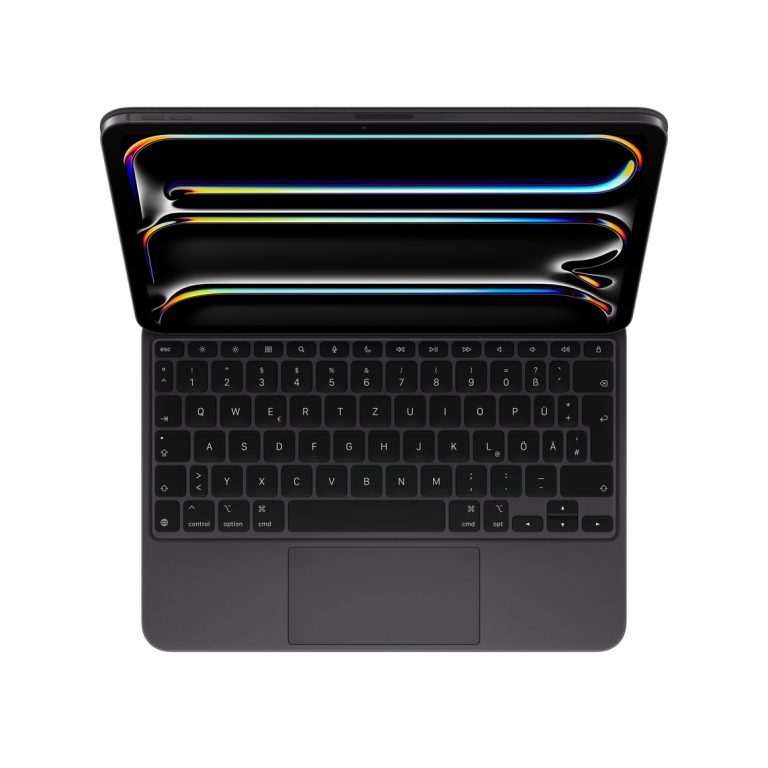 Apple Magic Keyboard 11-inch Black German — front with iPad Pro attached; iPad sold separately