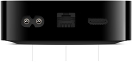 Apple TV 4K Wi-Fi and Ethernet — power, Gigabit Ethernet and HDMI ports