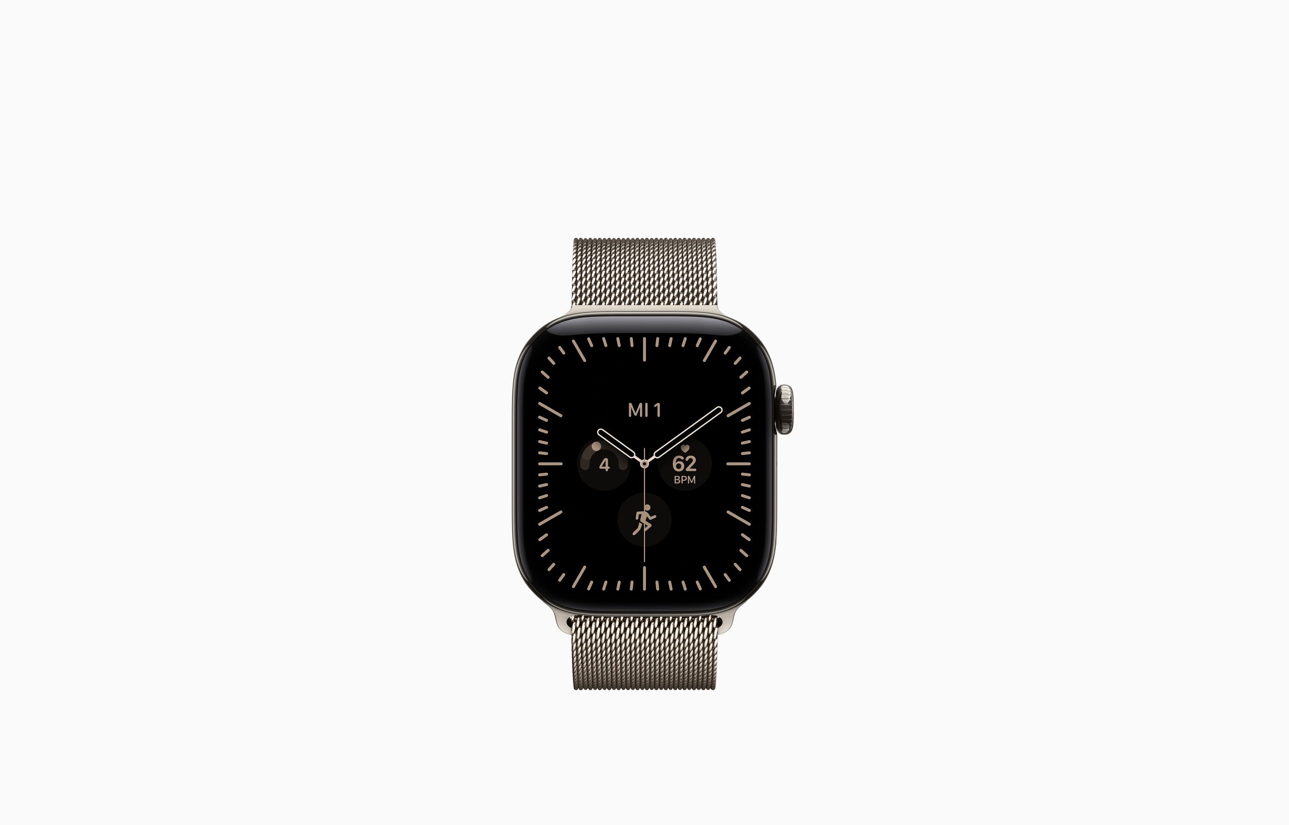 Apple Watch Series 12 42mm Natural Titanium — case and sapphire display