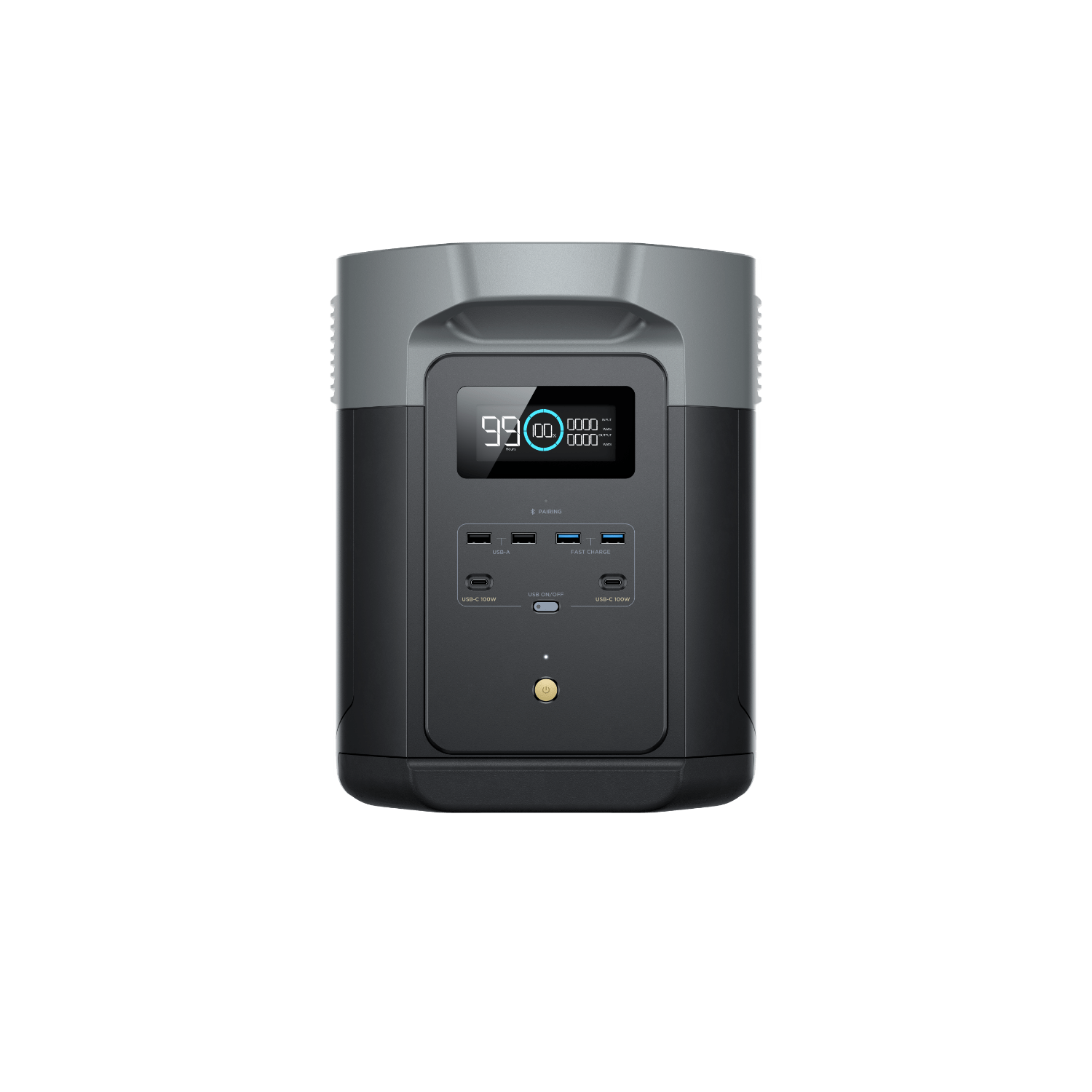 EcoFlow DELTA 2 Max Portable Power Station - front display and DC ports
