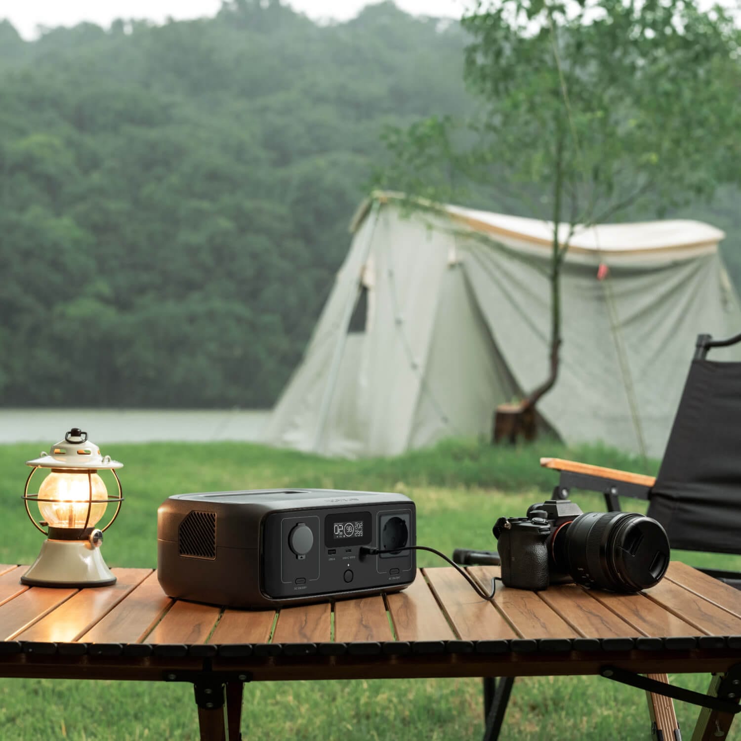 EcoFlow RIVER 3 Portable Power Station - camping use illustration