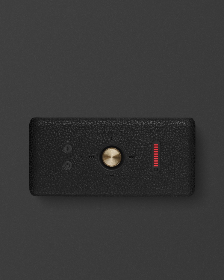 Marshall Emberton III (Black and Brass) - top controls