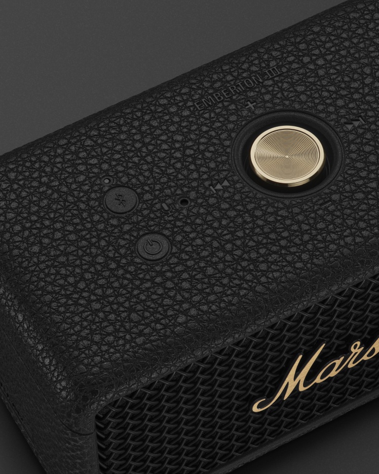 Marshall Emberton III (Black and Brass) - control knob close-up