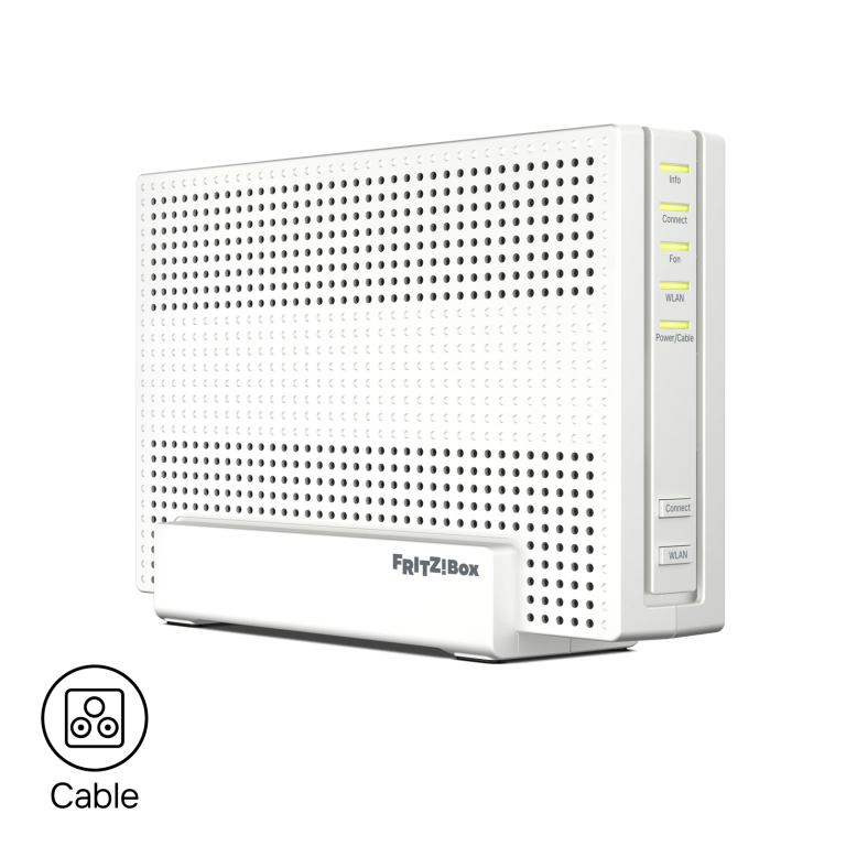 FRITZ!Box 6690 Pro Cable Wi-Fi 7 Router - front three-quarter view