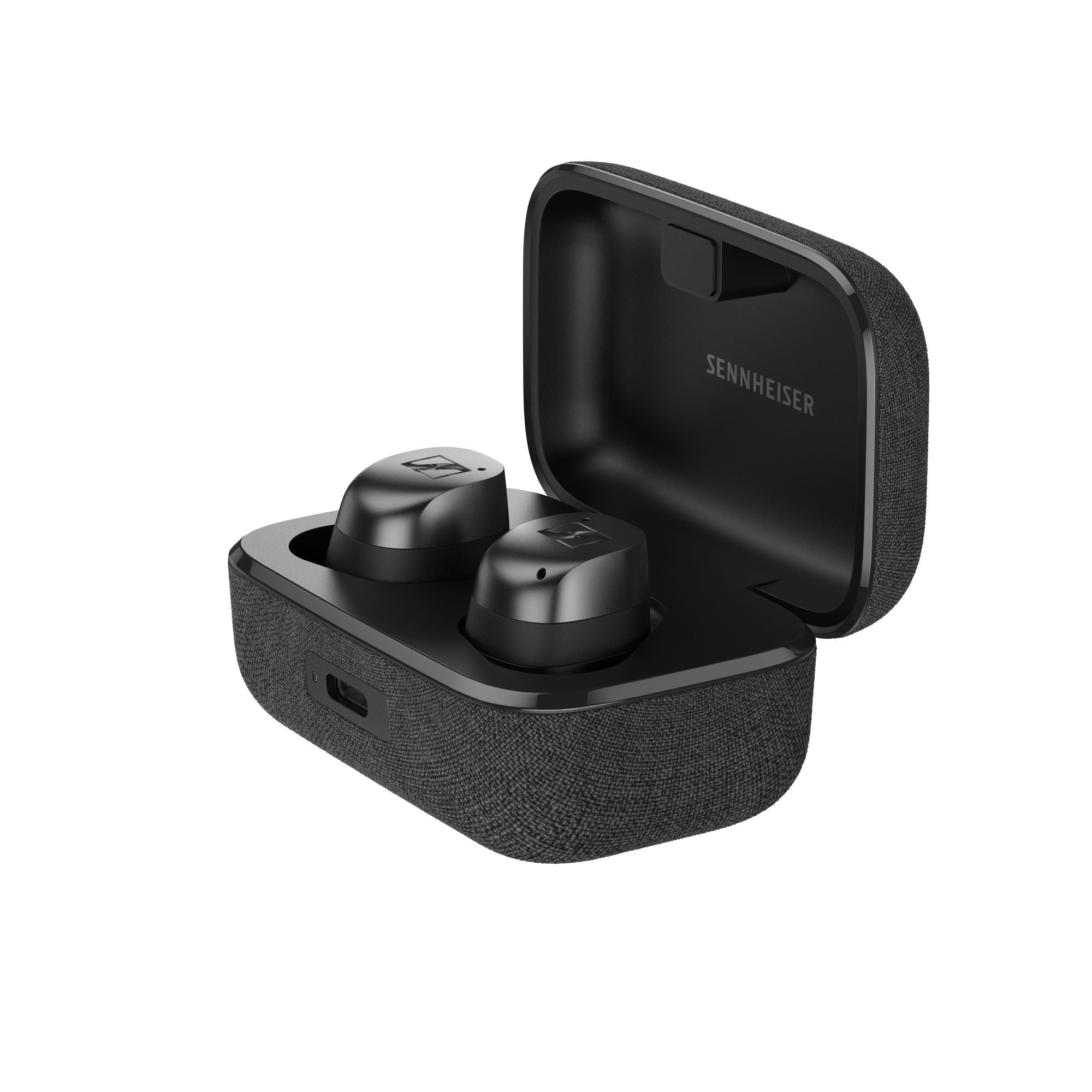 Sennheiser MOMENTUM True Wireless 4 (Black Graphite) - earbuds in open charging case