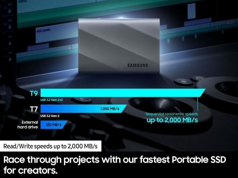 Samsung T9 Portable SSD 2TB (Gray) — USB transfer performance illustration