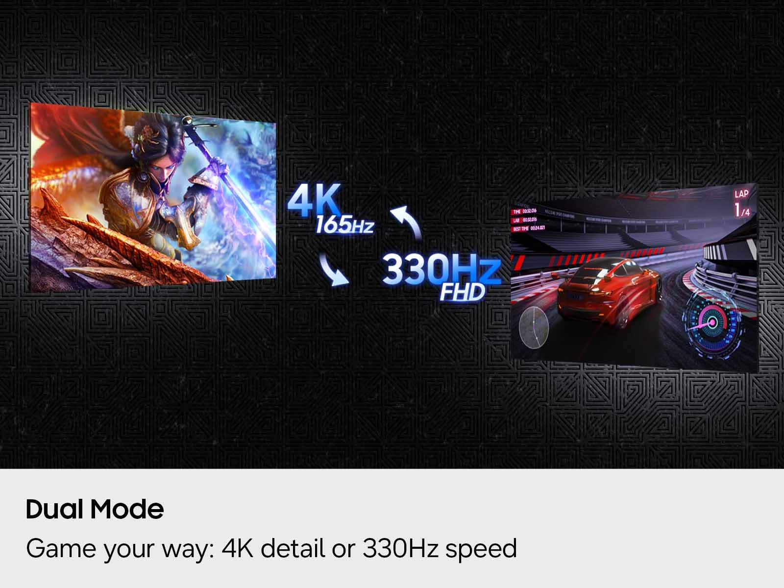Samsung Odyssey OLED G7 32-inch (G73SH) — 4K 165Hz and Full HD 330Hz dual-mode illustration