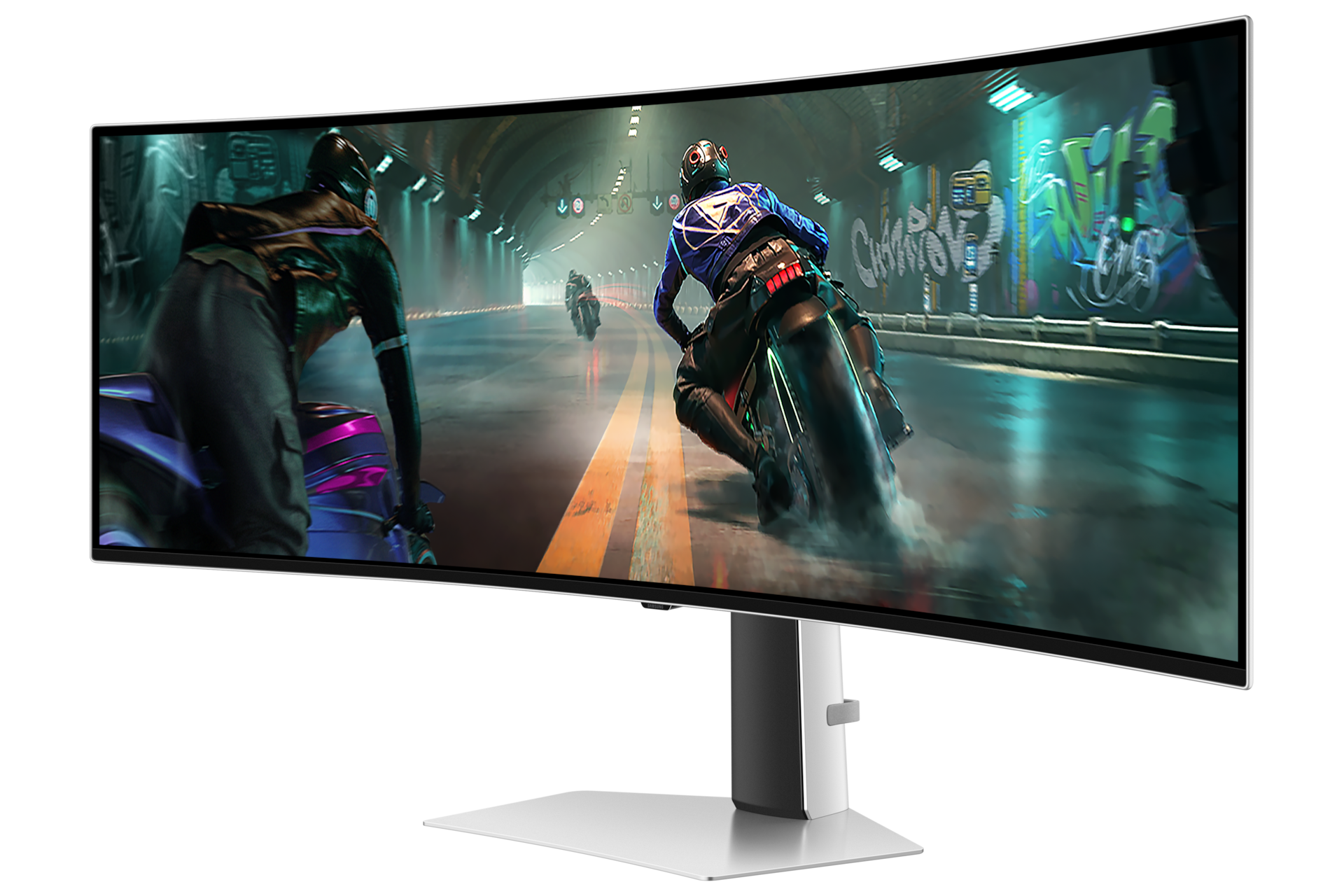 Samsung Odyssey OLED G9 49-inch (G91SD) — front three-quarter view