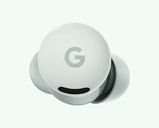 Google Pixel Buds 2a (Fog) — single earbud, outer view