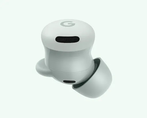 Google Pixel Buds 2a (Fog) — earbud speaker and stabiliser detail