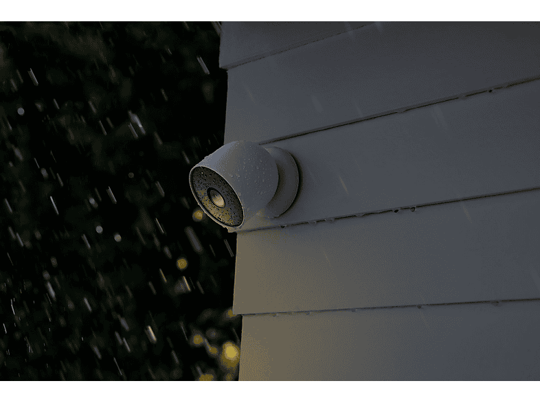 Google Nest Cam Battery (Snow, GA01317-DE) — outdoor installation in rain