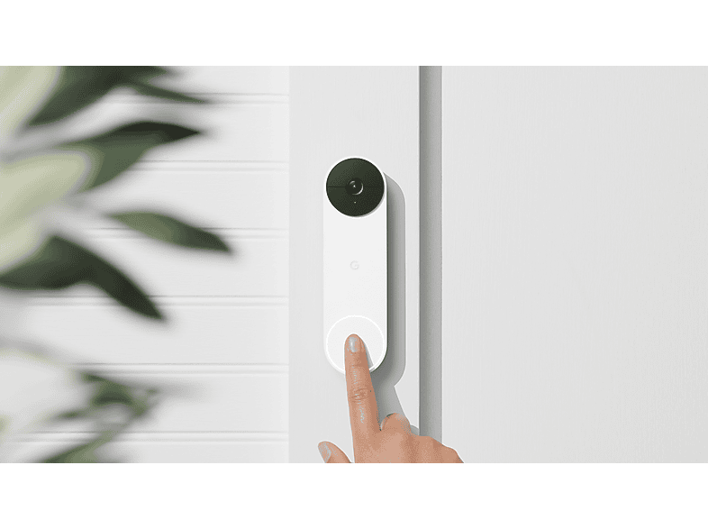 Google Nest Doorbell Battery (Snow, GA01318-DE) — wall installation and button use