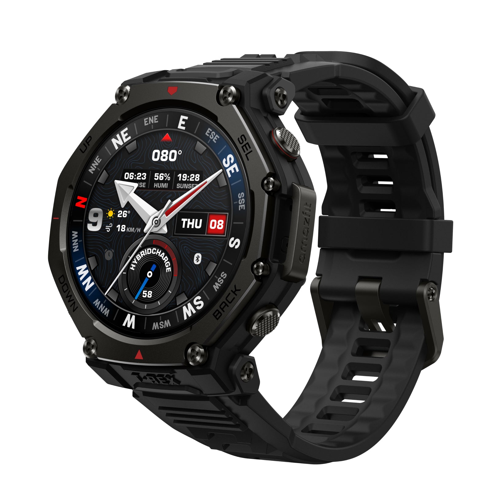 Amazfit T-Rex 3 Pro 48mm (Tactical Black) — front three-quarter view