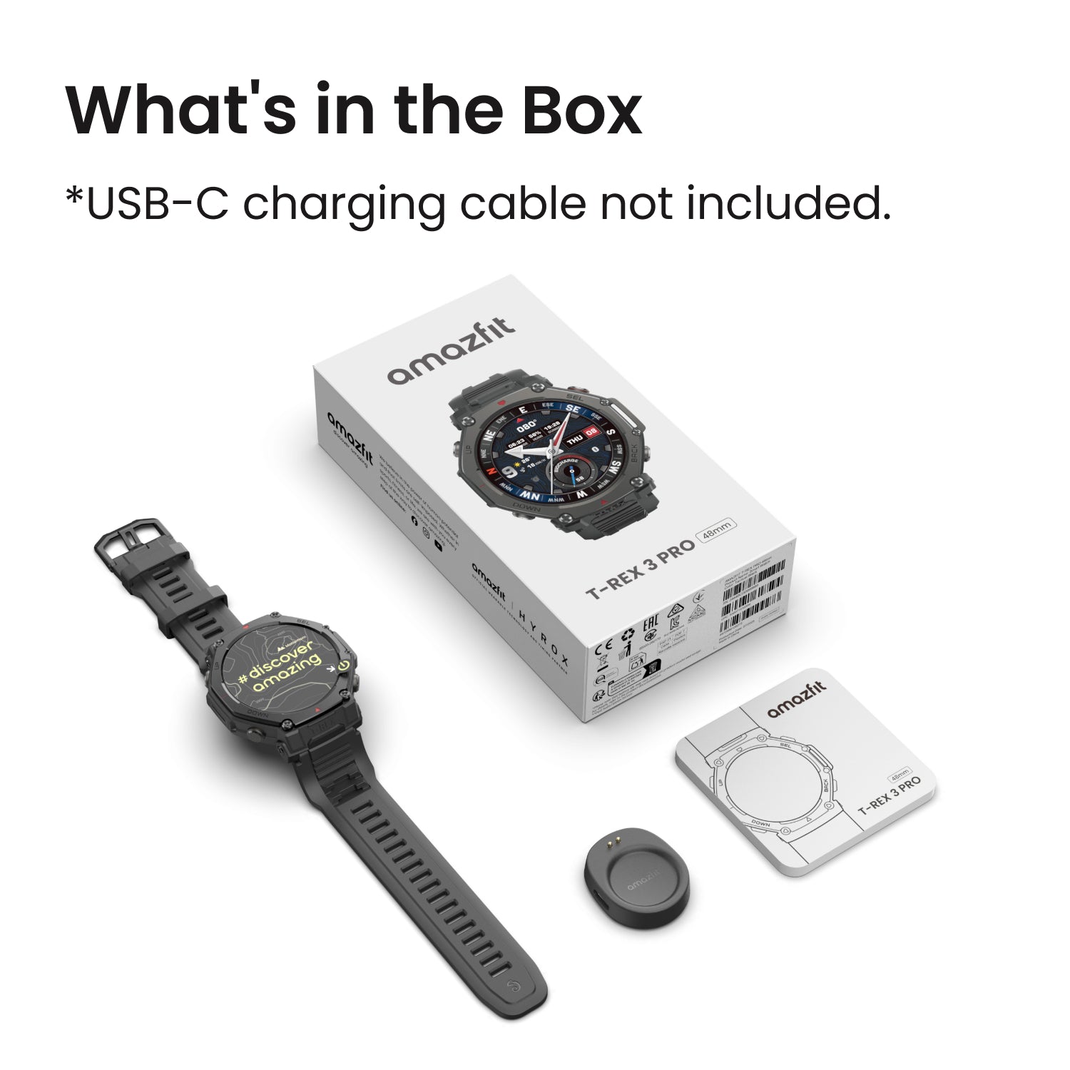 Amazfit T-Rex 3 Pro 48mm (Tactical Black) — box contents