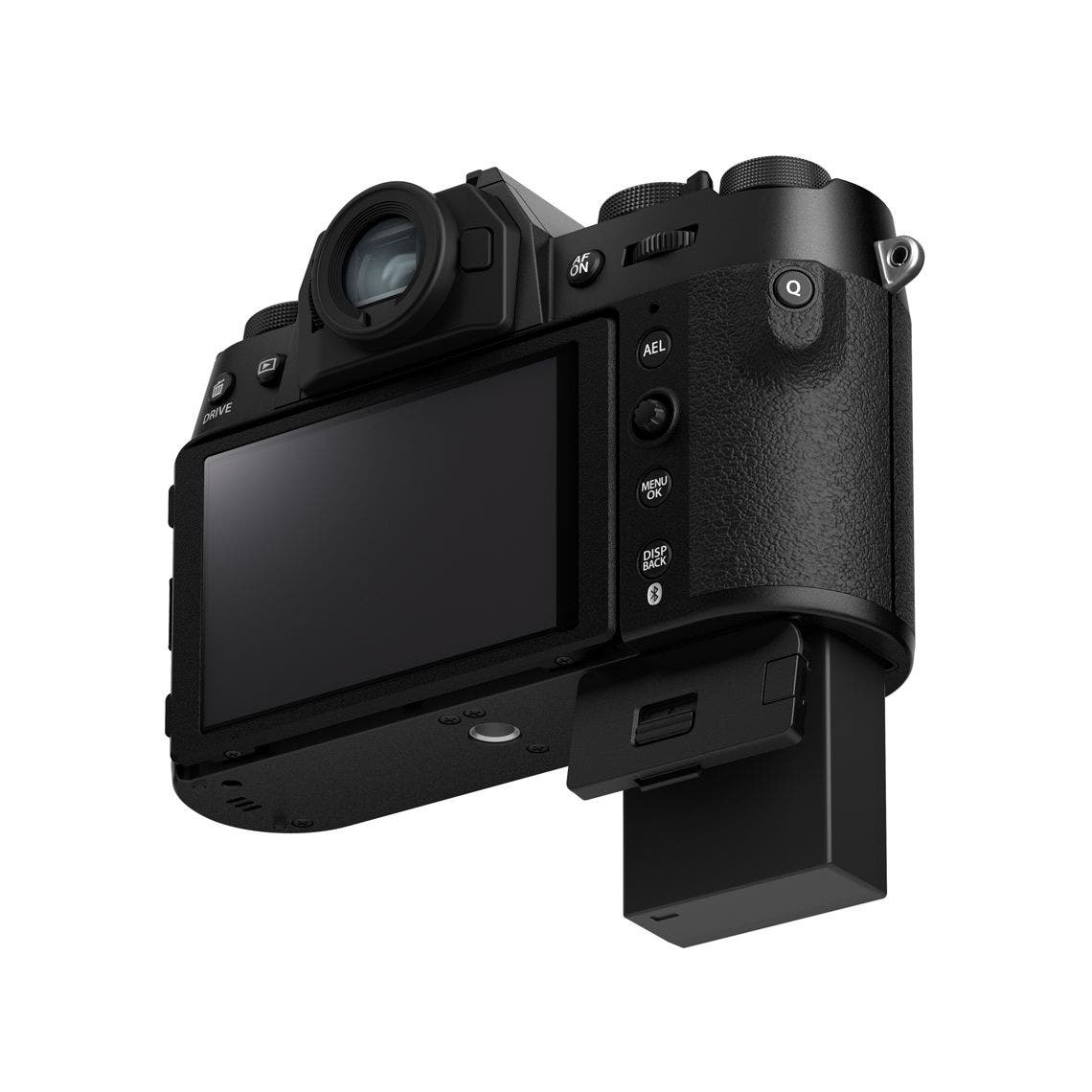 FUJIFILM X-T50 Mirrorless Camera (Black, Body Only) — open battery compartment