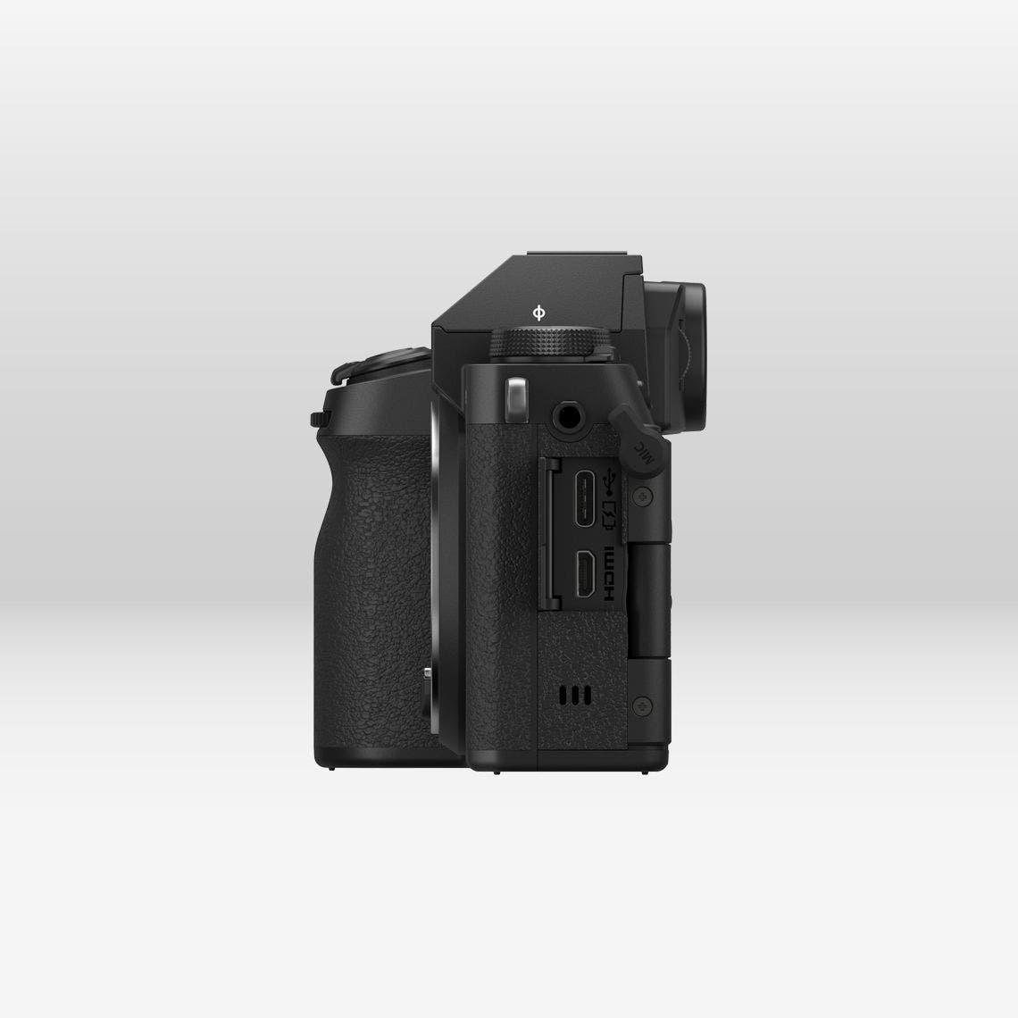 FUJIFILM X-S20 Mirrorless Camera (Black, Body Only) — open connector panel