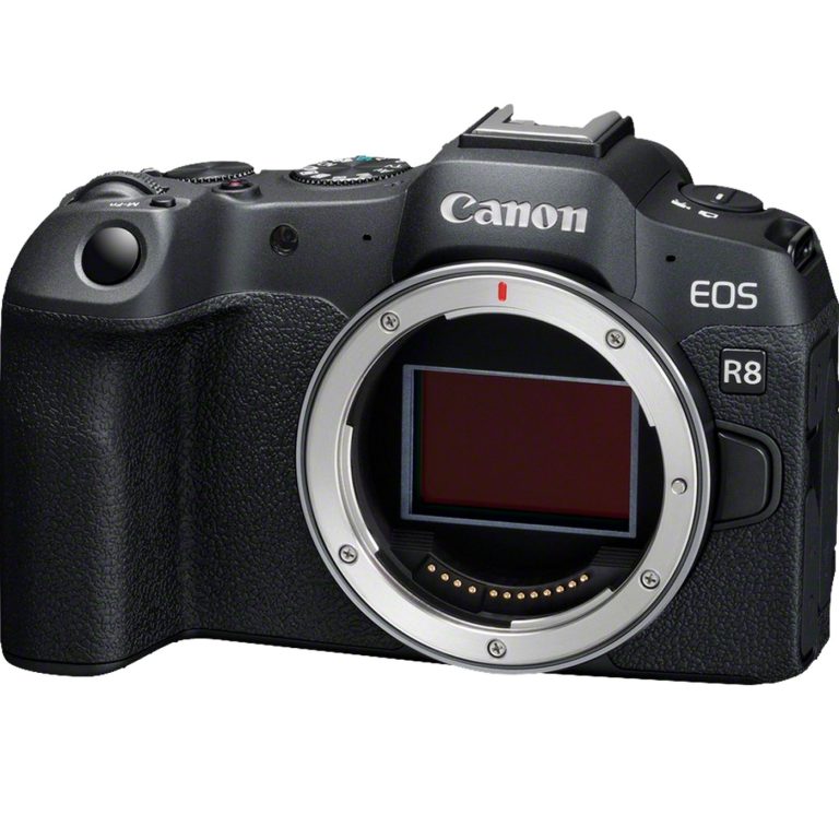 Canon EOS R8 Mirrorless Camera (Body Only) — front three-quarter body view