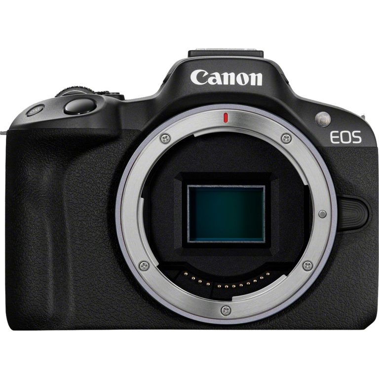 Canon EOS R50 Mirrorless Camera (Black, Body Only) — front body and lens mount