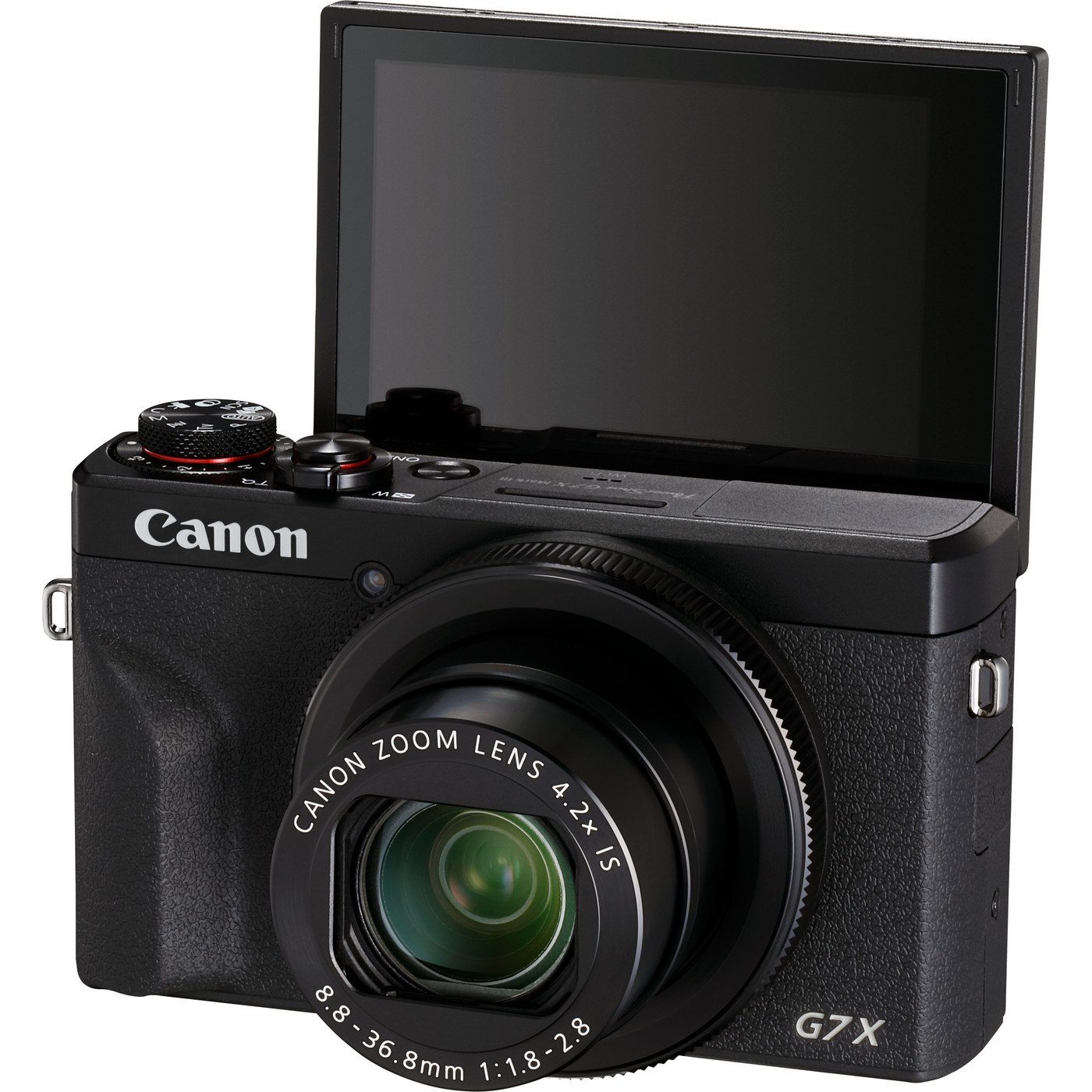 Canon PowerShot G7 X Mark III Compact Camera (Black) — screen raised for self recording