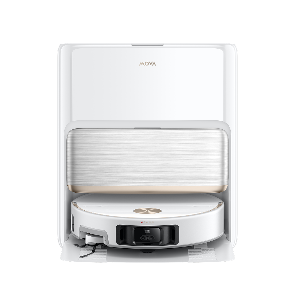 MOVA V70 Ultra Complete Robot Vacuum (White) — station front