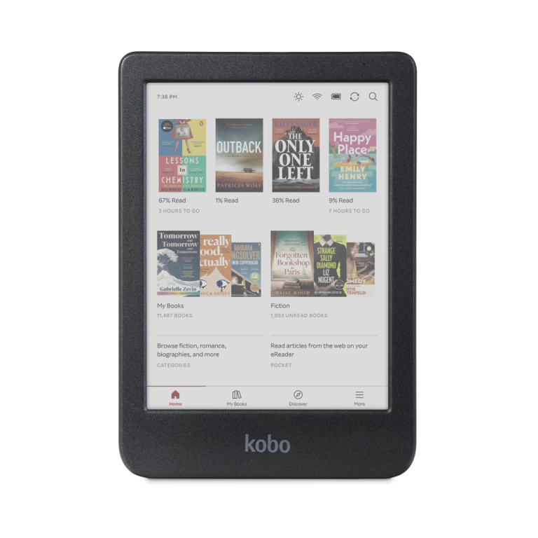 Kobo Clara Colour eReader (Black, 16GB) — front colour library display