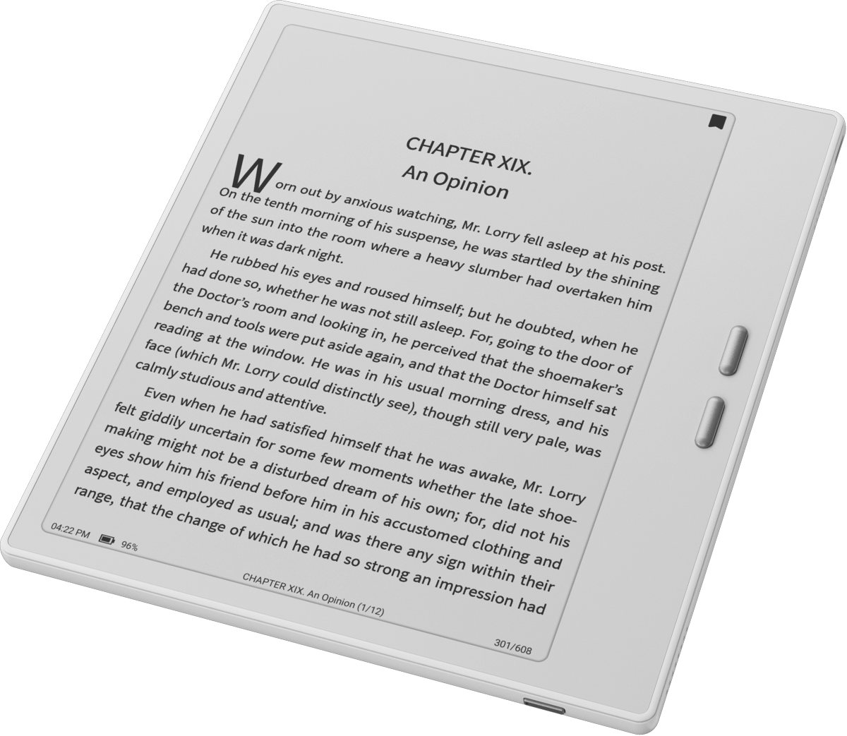 BOOX Go 7 eReader (White, 64GB) — angled reading display