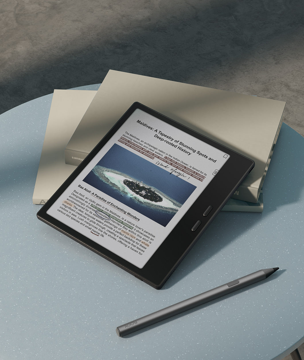 BOOX Go Color 7 (Gen II) eReader (Black, 64GB) — reading with cover stand