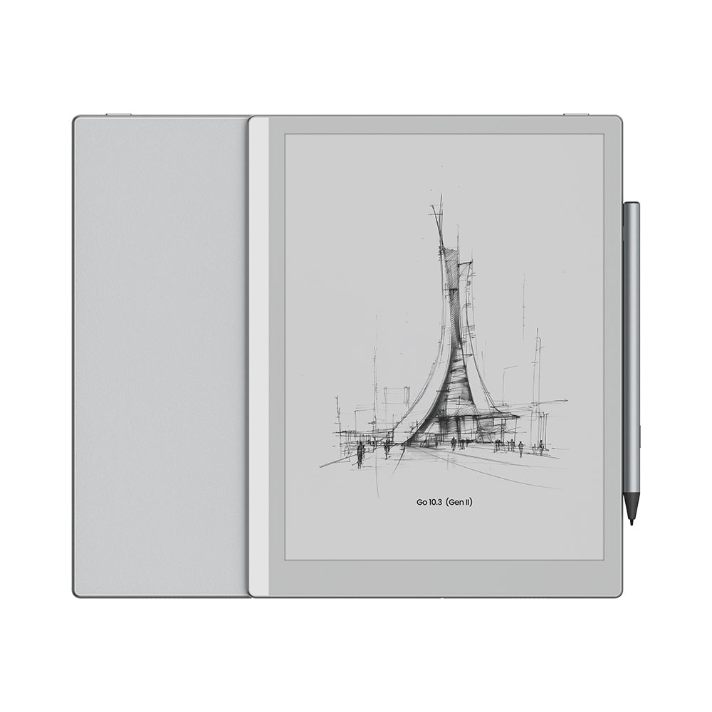 BOOX Go 10.3 (Gen II) ePaper Tablet (White, 64GB) — front and rear with stylus