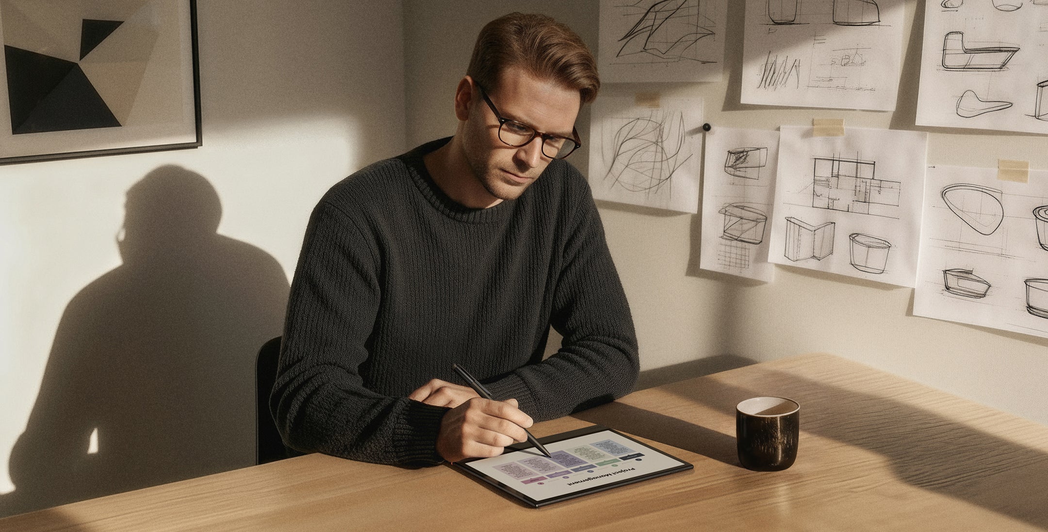 BOOX Note Air5 C ePaper Tablet (64GB) — writing at a desk