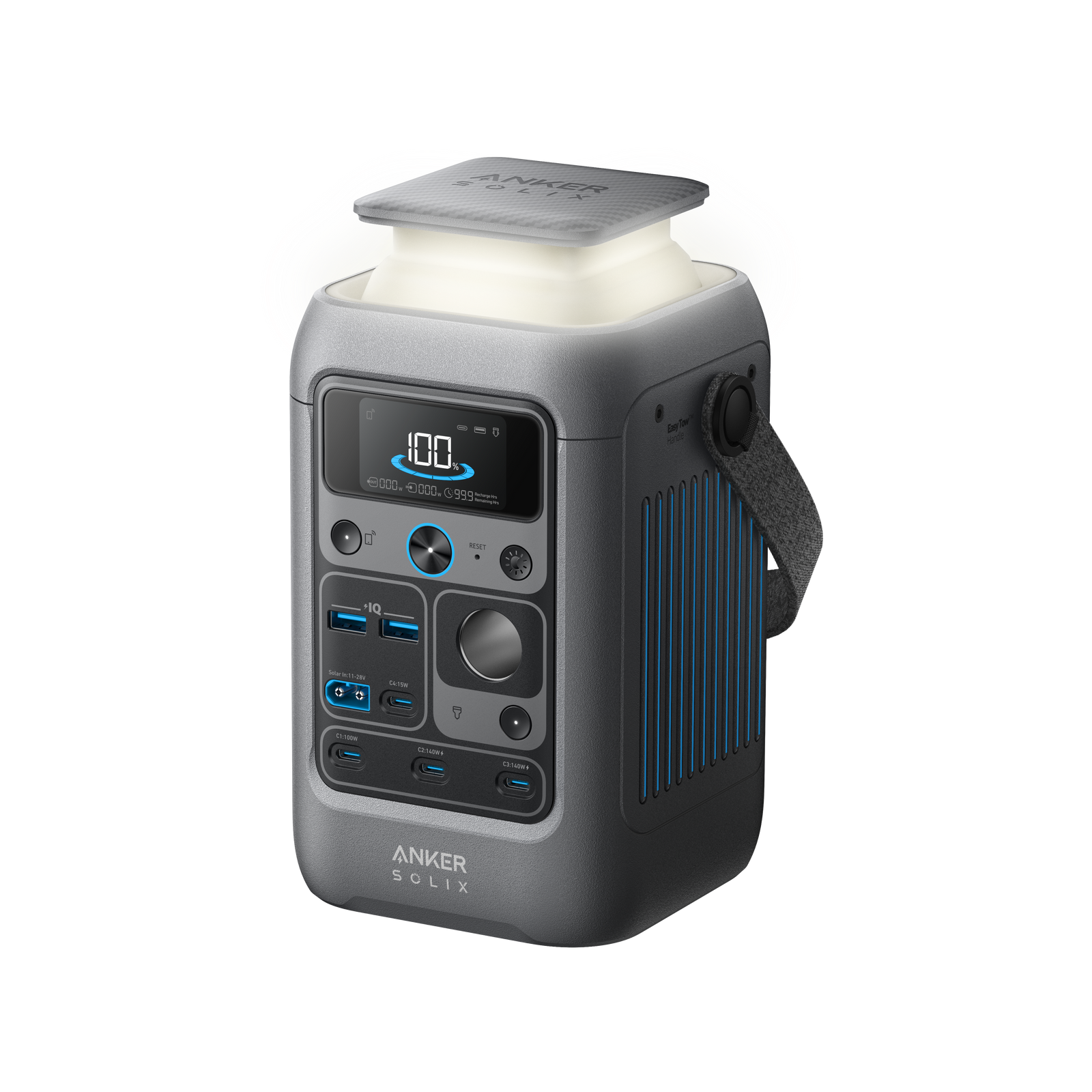 Anker SOLIX C300 DC Portable Power Station (288Wh, 300W) — built-in light extended