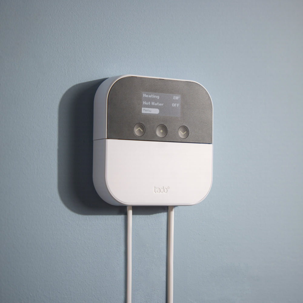 tado° Heat Pump Optimizer X — installed controller close-up