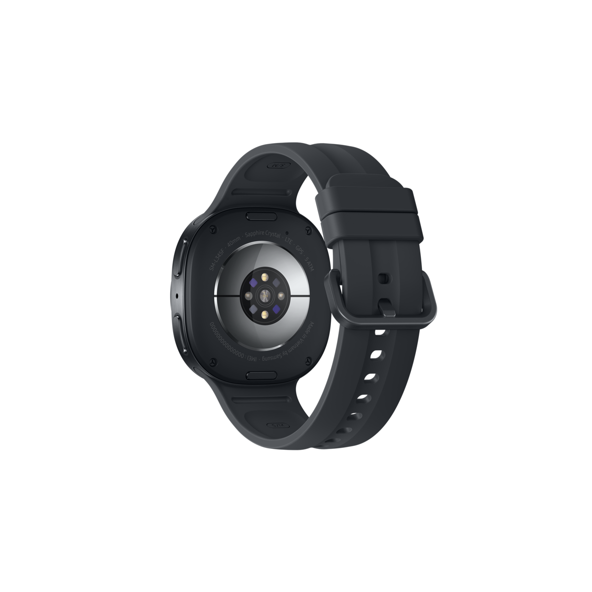 Samsung Galaxy Watch9 40mm LTE Graphite — angled watch and band