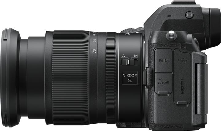 Nikon Z5II Mirrorless Camera (Black, Body Only) — Side view with optional lens, not included