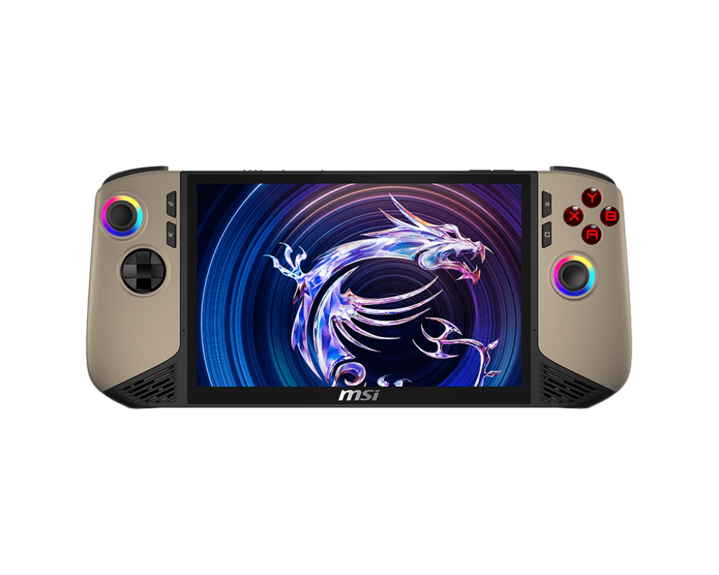 MSI Claw 8 AI Plus Sandstorm straight front view